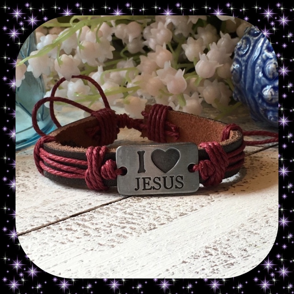 I Love Jesus Bracelet  ( Maroon ) - Picture 3 of 7